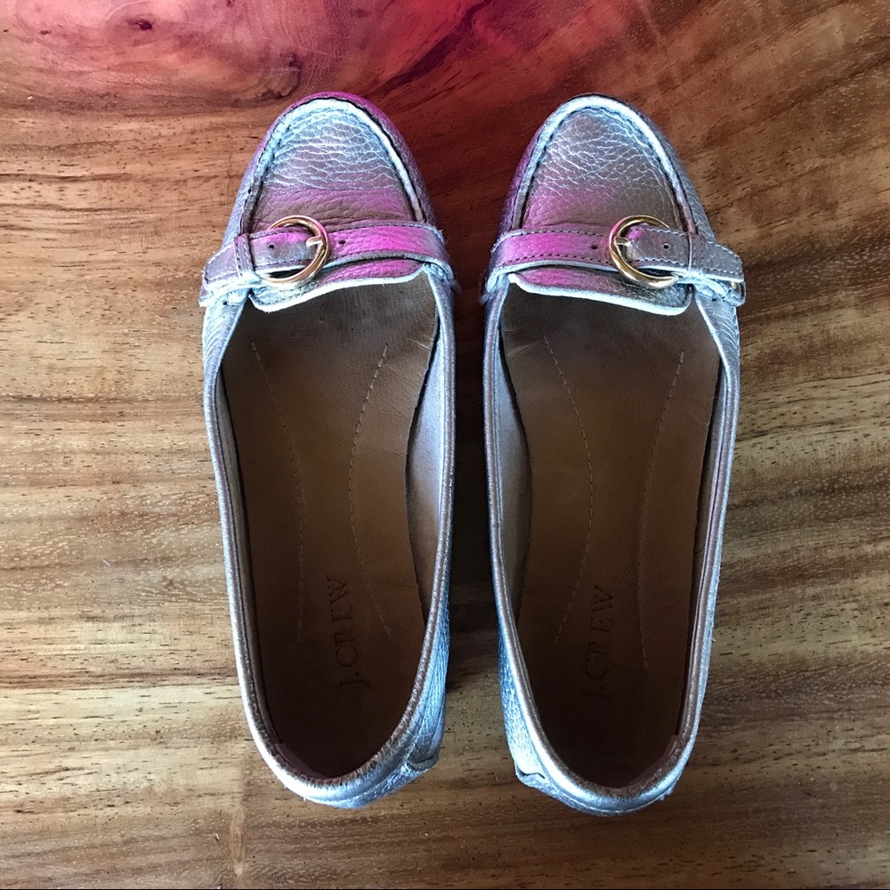J.Crew Metallic Silver Pebble Leather Driving Mocs